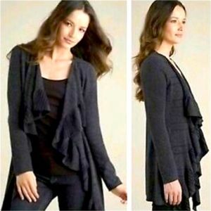 Eileen Fischer Wool Draped Front Long Sleeve Cardigan/ Wrap.NWOT. Charcoal S